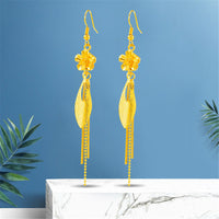 Goldtone Flower Tassel Drop Earrings