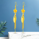 Goldtone Flower Tassel Drop Earrings