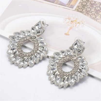 Crystal and Cubic Zirconia Silver-Plated Geometric Drop Earrings, silver drop earrings for women, side view