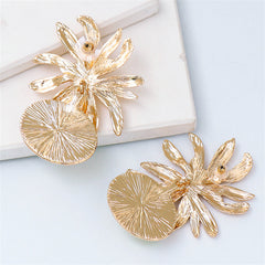 Green Oval Crystal & 18K Gold-Plated Flower Drop Earrings