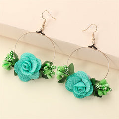 Green Lace & Resin 18K Gold-Plated Flower Drop Earrings