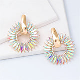 Light Colored Cubic Zirconia & Goldtone Sunflower Dangle Earring