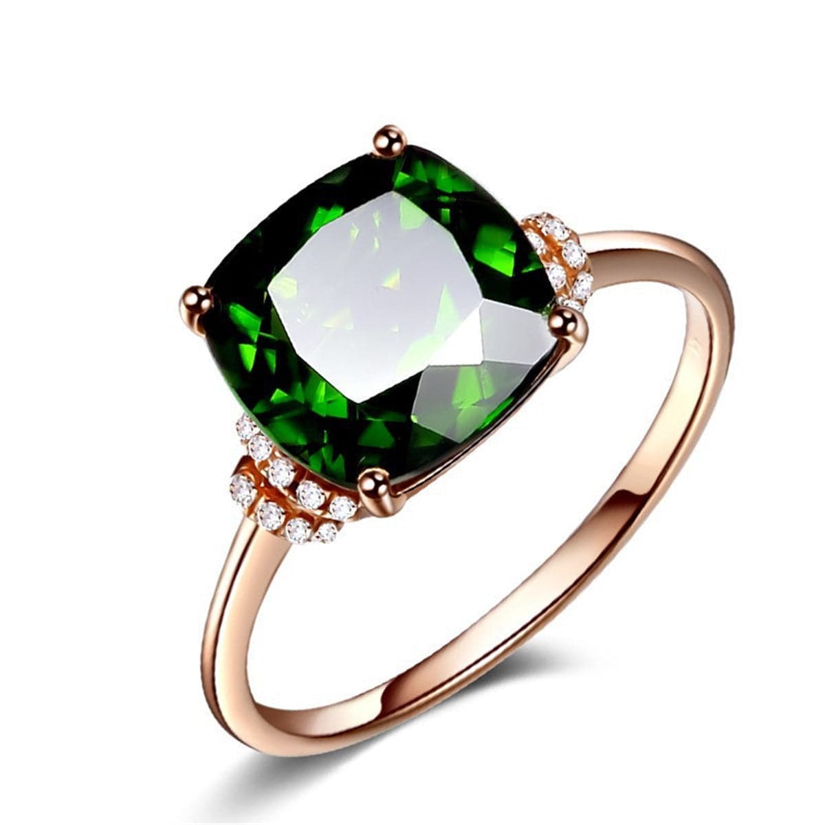 Green Crystal & Cubic Zirconia Princess-Cut Ring - streetregion