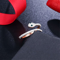 cubic zirconia & 18k Rose Gold-Plated Snake Ring - streetregion