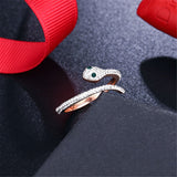 cubic zirconia & 18k Rose Gold-Plated Snake Ring - streetregion