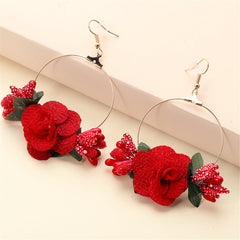 Red Lace & Resin 18K Gold-Plated Flower Drop Earrings