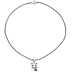 Black & Silver-Plated Panda Pendant Necklace