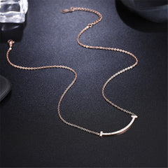 Cubic Zirconia & 18K Rose Gold-Plated Bar Necklace