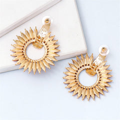 Light Colored Crystal & Cubic Zirconia 18K Gold-Plated Sunflower Dangle Earring