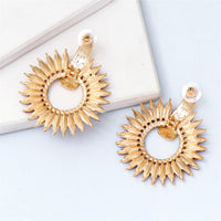 Green Cubic Zirconia & Goldtone Sunflower Dangle Earring