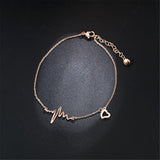 18k Rose Gold-Plated Electrocardiogram & Heart Anklet