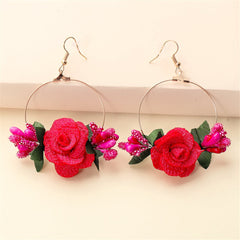 Red Lace & 18K Gold-Plated Rose Drop Earrings