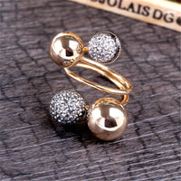 Gray & 18k Gold-Plated Adjustable Flower Ball Ring - streetregion