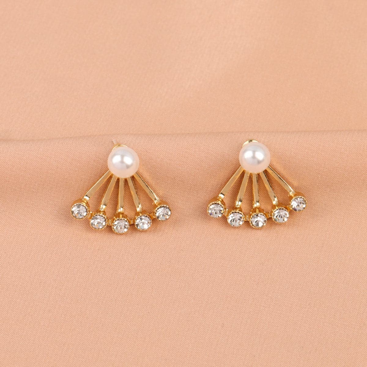 Pearl & Cubic Zirconia Sector Ear Jackets