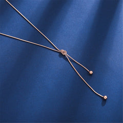 18K Rose Gold-Plated Knot Bead Lariat Necklace