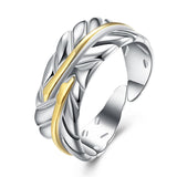 Silver-Plated & 18k Gold-Plated Wing Open Ring - streetregion