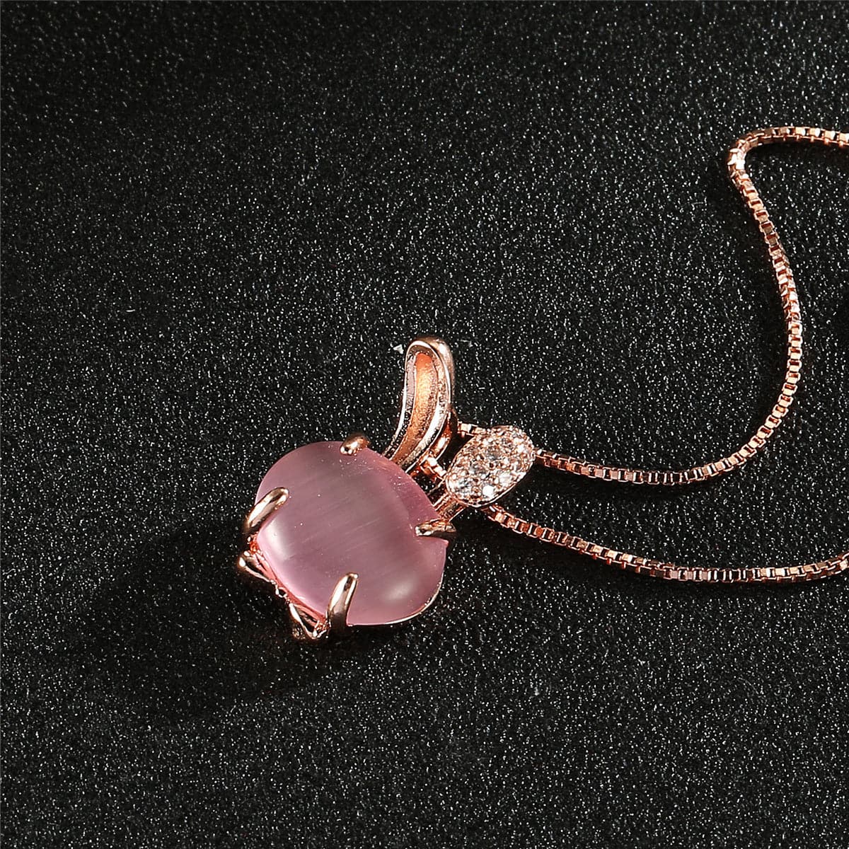 Pink Quartz & Cubic Zirconia Rabbit Pendant Necklace