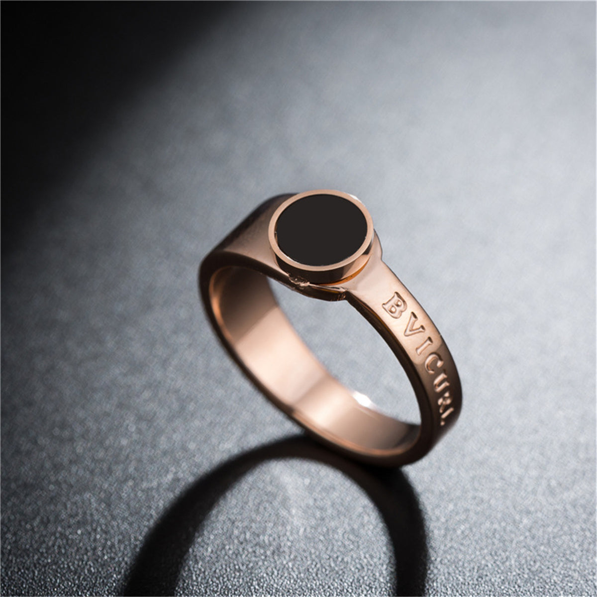 Black and 18K Rose Gold-Plated 'Bvicurl' Ring, rose gold statement rings for women, dainty minimalist design, lifestyle look