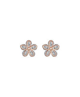 Cubic Zirconia & 18k Rose Gold-Plated Flower Stud Earrings