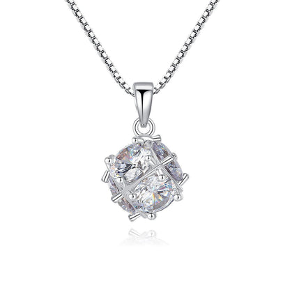 Crystal and Silver-Plated Wrapped Ball Pendant Necklace, silver pendant necklace for women, front view
