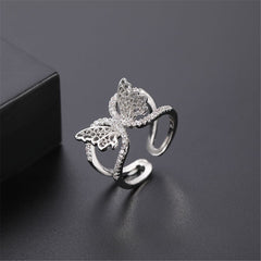 Cubic Zirconia Butterfly Cuff Ring
