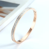 Cubic Zirconia & 18k Rose Gold-Plated Bangle