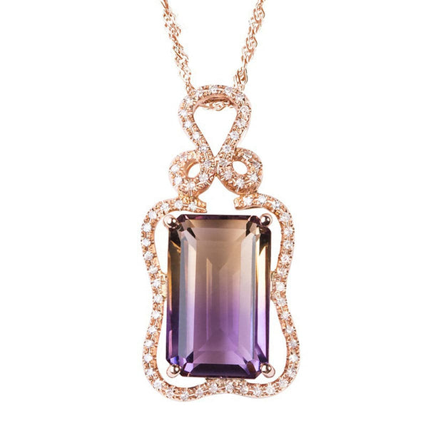 cubic zirconia & 18k Rose Gold-Plated Floral Pendant Necklace - streetregion