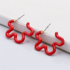 Red Enamel & 18K Gold-Plated Open Flower Stud Earrings