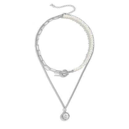 Pearl and Silver-Plated Necklace Set, jewelry gift sets for women, dainty minimalist design, styled look