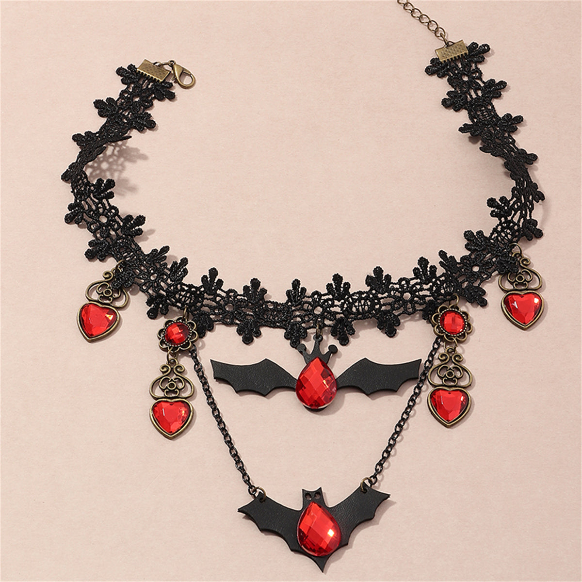 Red & Black Bat Choker Necklace
