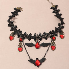 Red & Black Bat Choker Necklace