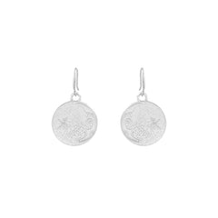 Silver-Plated Moon & Star Disc Drop Earrings