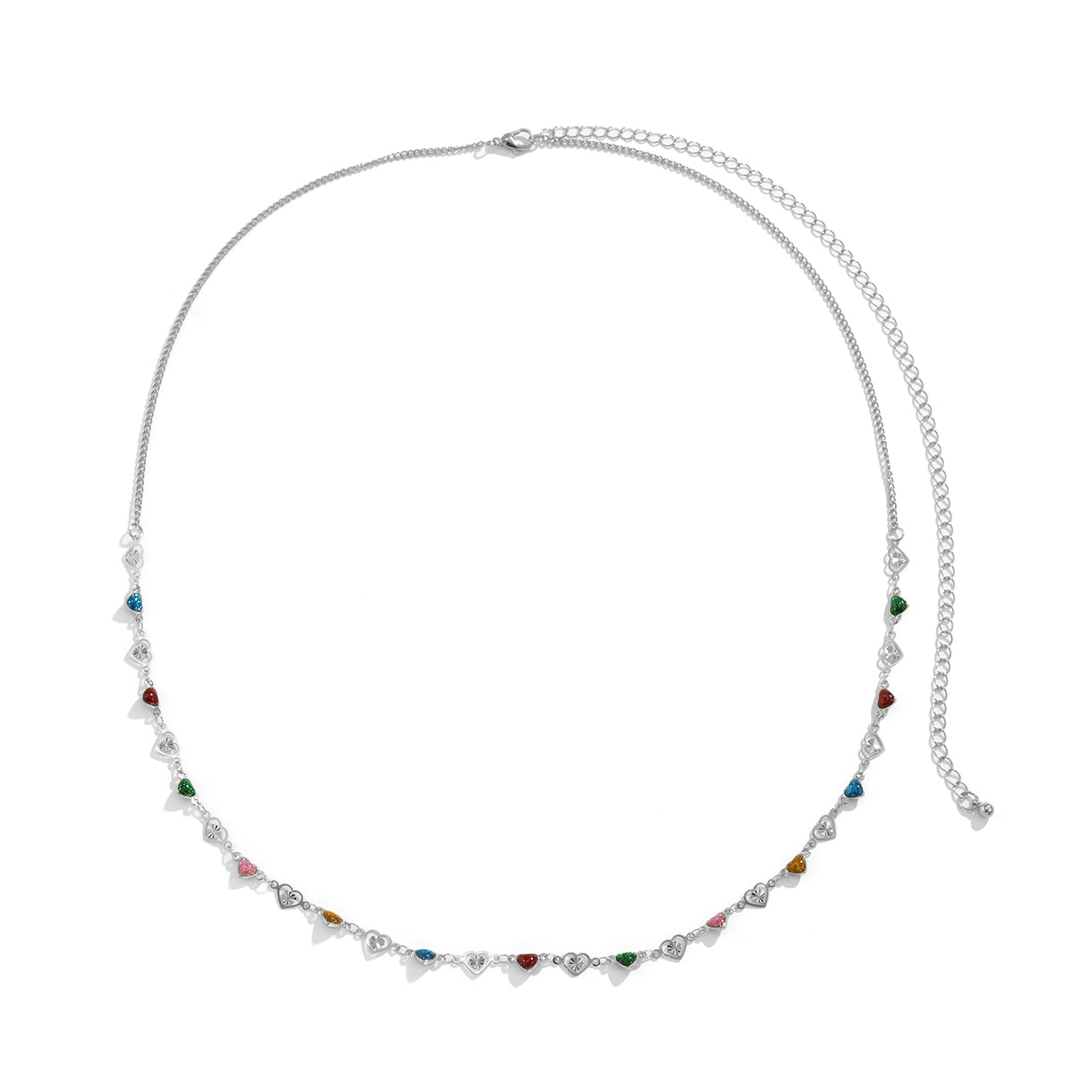 Blue Resin & Silver-Plated Heart Waist Chain