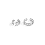 Silver-Plated Heart Link Adjustable Toe Ring Set