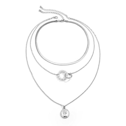 Pearl and Silver-Plated Pendant Necklace Set, jewelry gift sets for women, elegant gift for her, lifestyle look