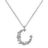cubic zirconia & Silver-Plated Crescent Pendant Necklace - streetregion