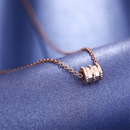 18K Rose Gold-Plated Coil Pendant Necklace, rose gold pendant necklace for women, botanical inspired, detail close-up