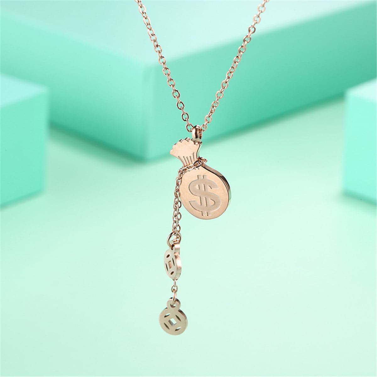 18K Rose Gold-Plated Coin Wallet Pendant Necklace