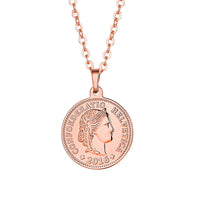 18k Rose Gold-Plated Swiss Franc Pendant Necklace - streetregion