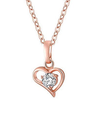 Cubic Zirconia & 18K Rose Gold-Plated Heart Pendant Necklace