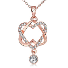Cubic Zirconia & Rose Goldtone Crisscross-Heart Pendant Necklace - streetregion
