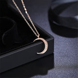 Cubic Zirconia & 18k Rose Gold-Plated Crescent Moon Pendant Necklace
