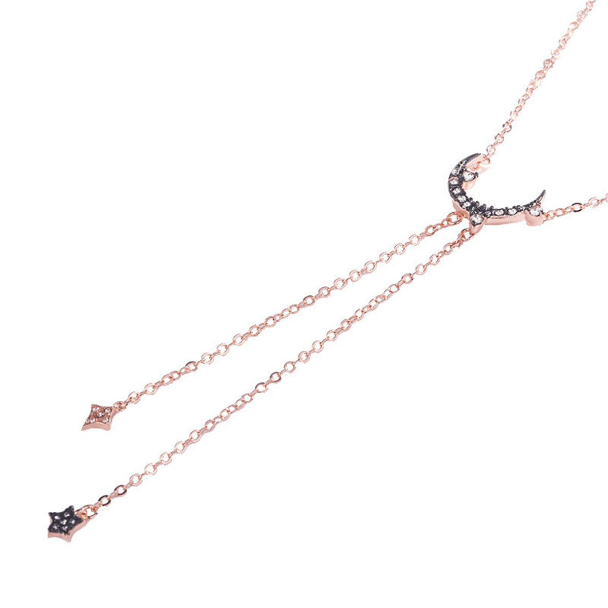 Black Cubic Zirconia & 18K Rose Gold-Plated Pendant Necklace