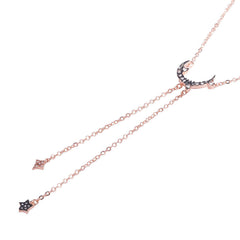 Black Cubic Zirconia & 18K Rose Gold-Plated Pendant Necklace