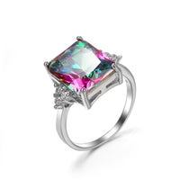 Jewel-Tone cubic zirconia & Silver-Plated Princess-Cut Ring - streetregion