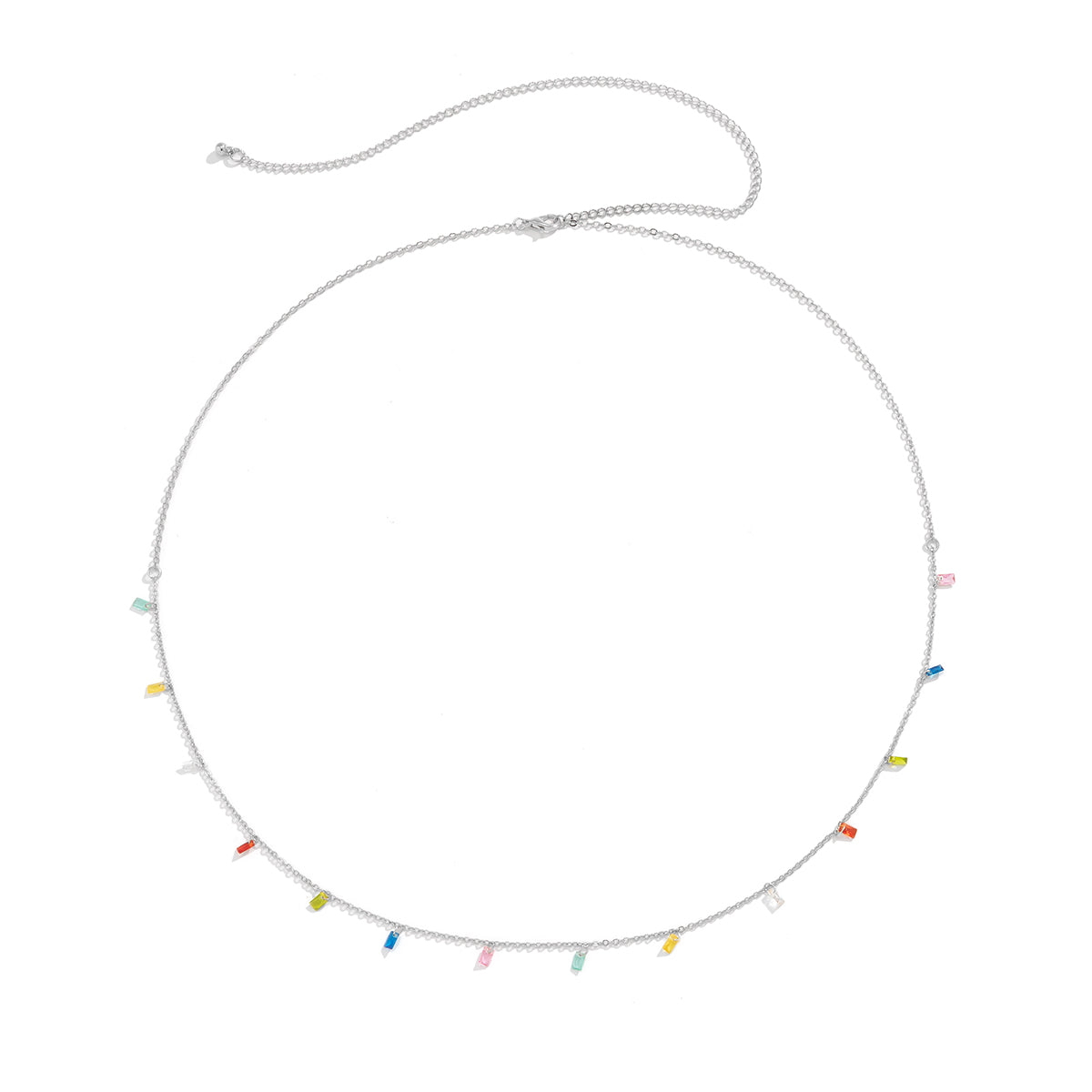 Multicolor Crystal & Silver-Plated Waist Chain