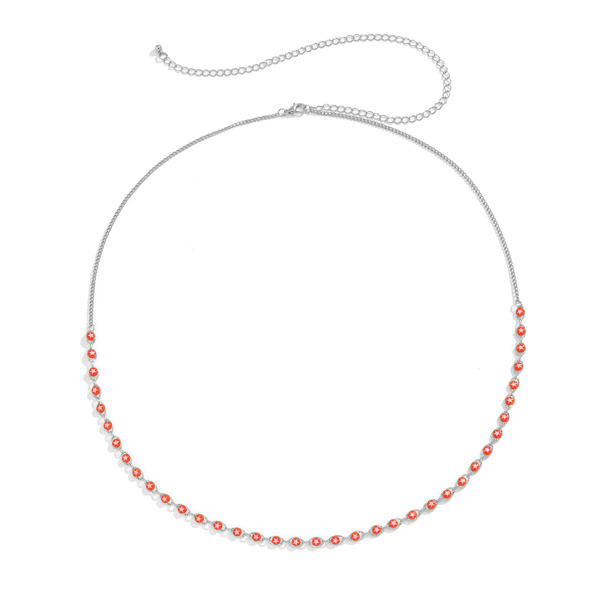 Red Acrylic & Silver-Plated Star Waist Chain