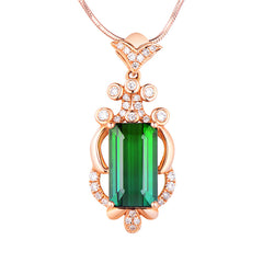 Green Crystal & Cubic Zirconia Floral Pendant Necklace