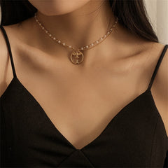 White Resin & 18K Gold-Plated Face Layered Pendant Necklace