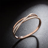 cubic zirconia & 18k Rose Gold-Plated Triple-Cross Bangle - streetregion